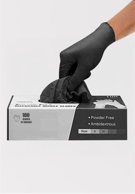 Nitrile Disposable Heavy Duty Gloves Black - 100 Large Gloves Nitrile Disposable Heavy Duty Gloves Black - 100 Large Gloves
