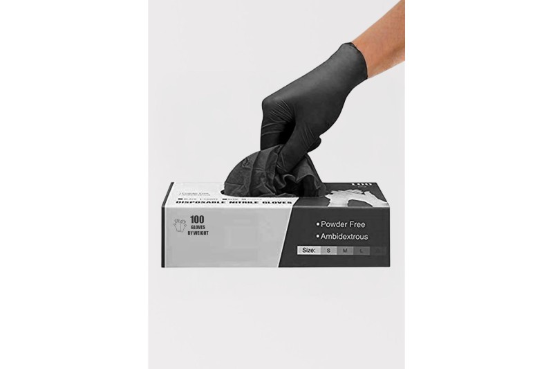 Nitrile Disposable Heavy Duty Gloves Black - 100 Large Gloves